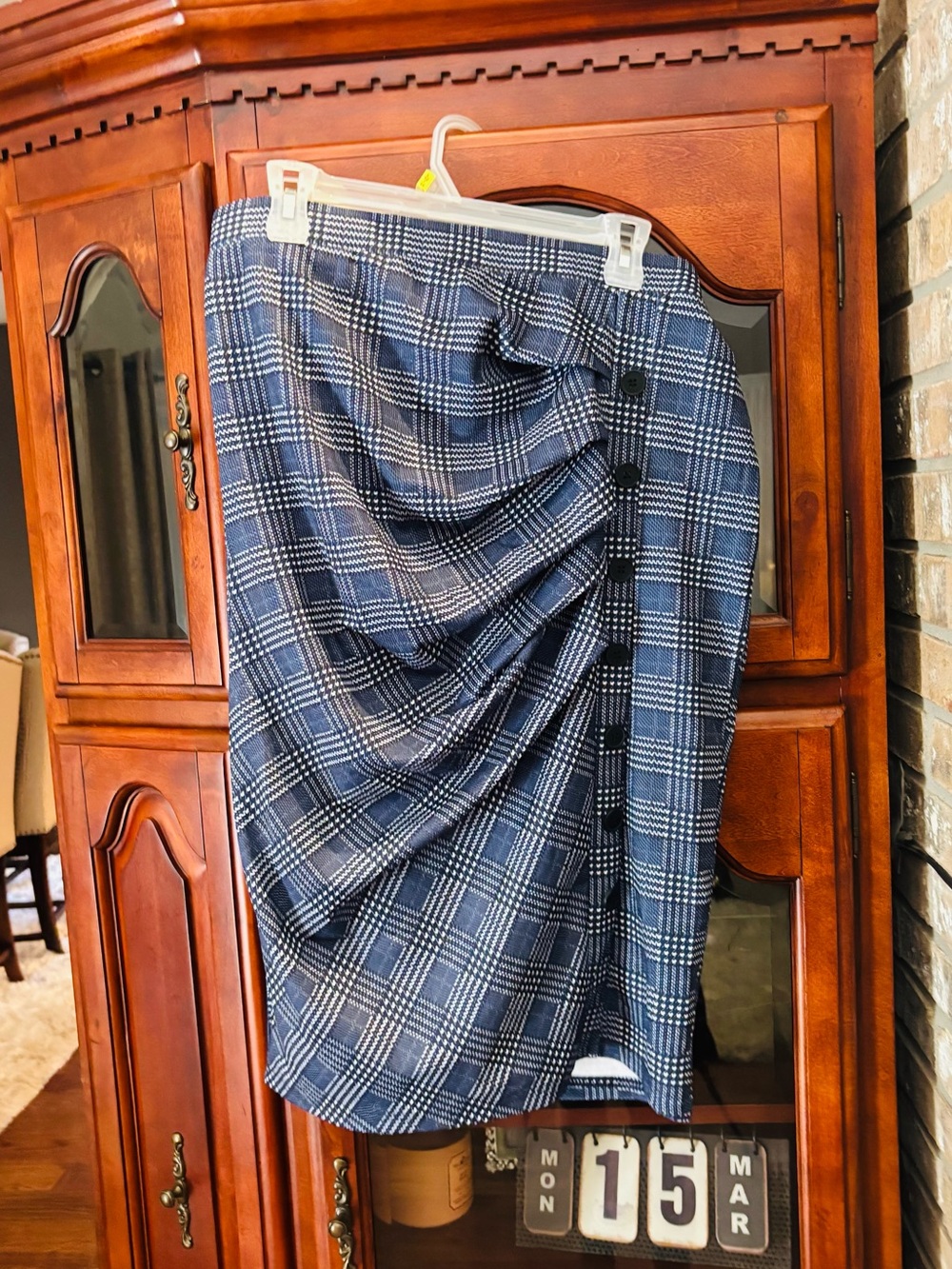 Blue & White Checked Dress Skirt